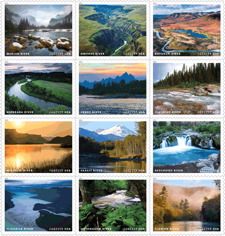 Tim's photos are in the second row: Snake River (second photo) and Flathead River (third photo); third row: Skagit River (second photo); and fourth row: Ontonagon River (second photo).