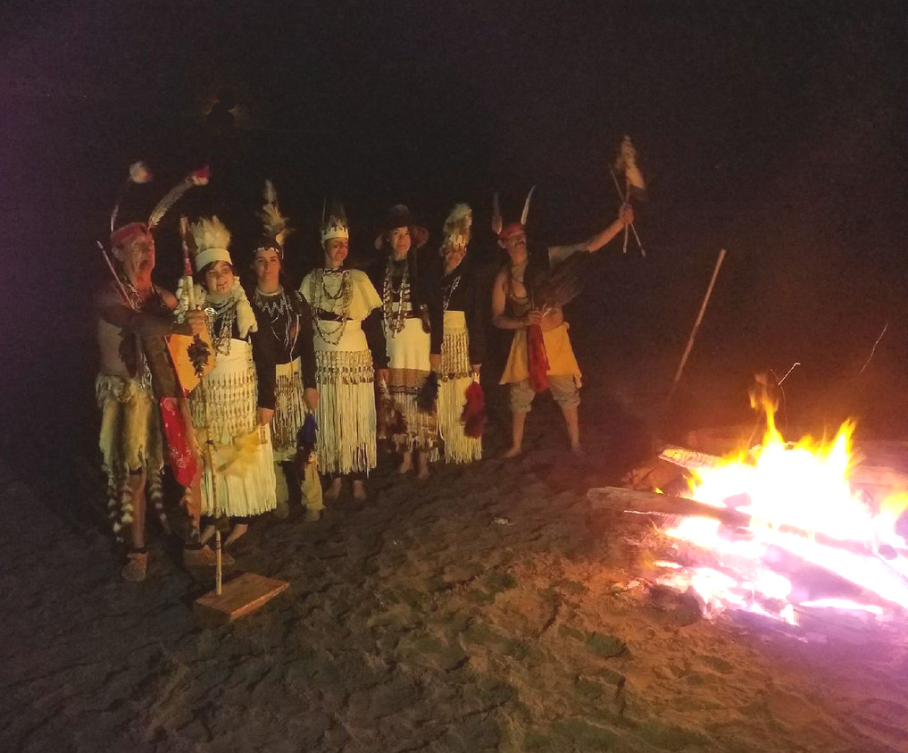 Fire and Feather Dance at Port Orford Dock Beach night before Tseriadun Honor Ceremony/Salmon Bake  