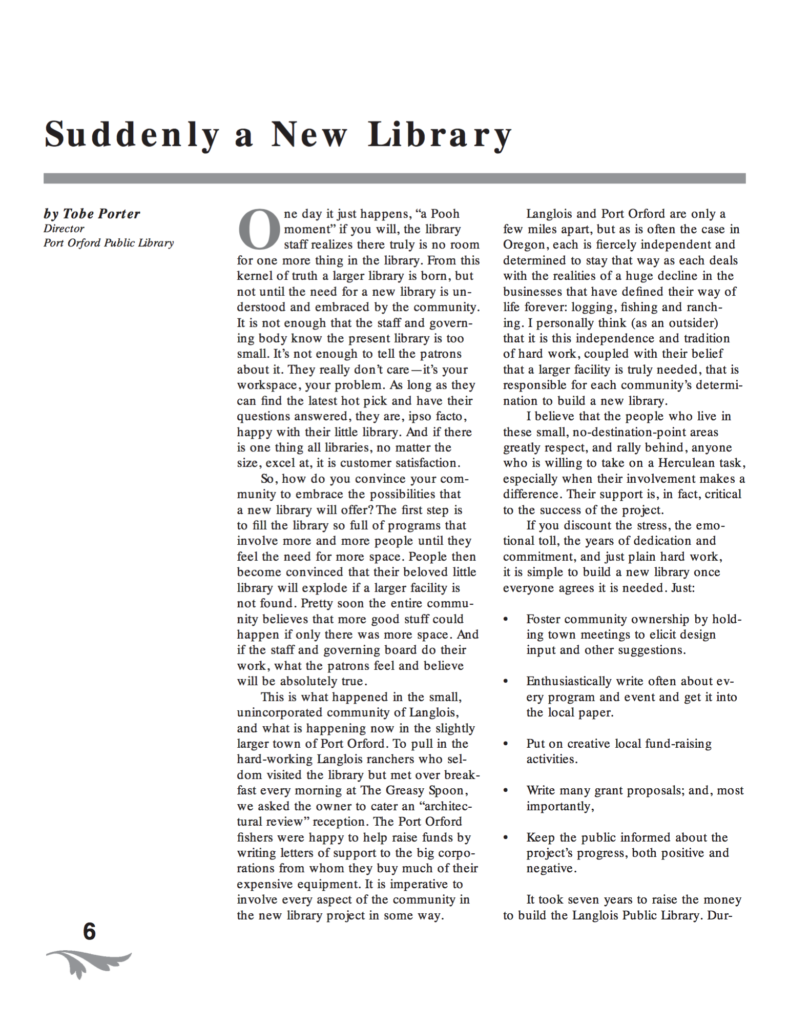 Suddenly A New Library - Tobe Porter